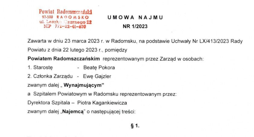 Na zdjęciu umowa o czynsz