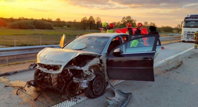 Na zdjęciu wypadek na A1, fot. PSP