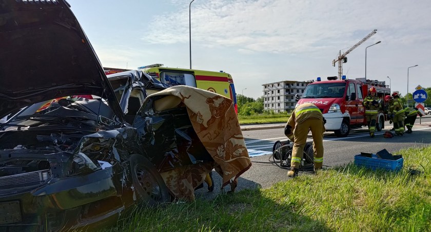 Na zdjęciu miejsce wypadku, fot. KP PSP Końskie