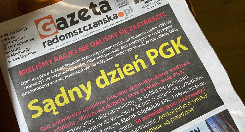 Na zdjęciu Gazeta Radomszczańska, wydanie z 6 lipca 2023