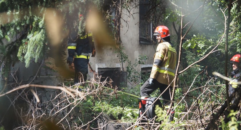 Na zdjęciu strażacy gaszący pożar