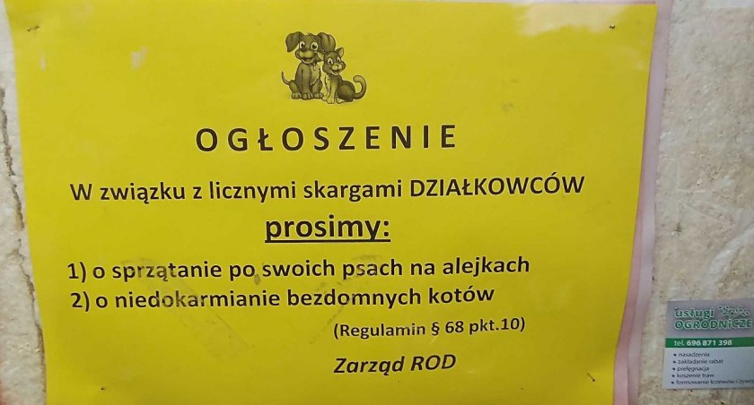 Na zdjęciu ogłoszenie, które zawisło w gablocie ROD Tulipan przy ulicy Wodnej