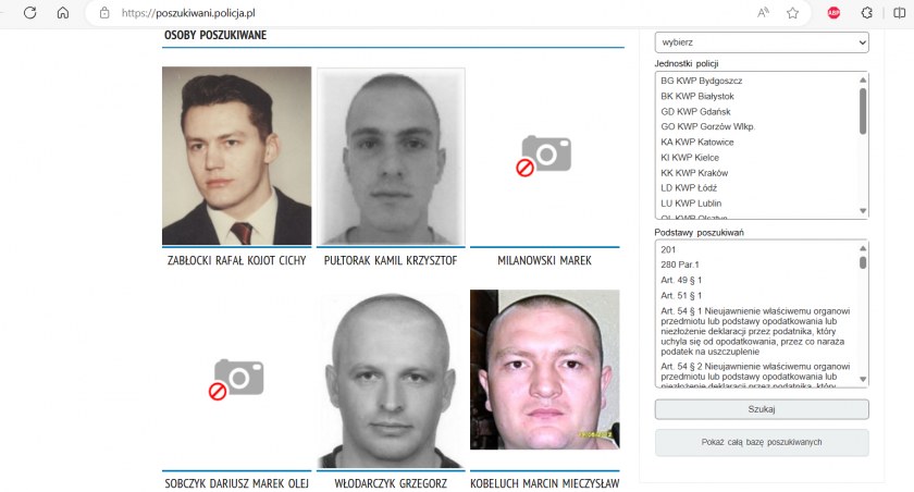 Na zdjęciu poszukiwani przez policję