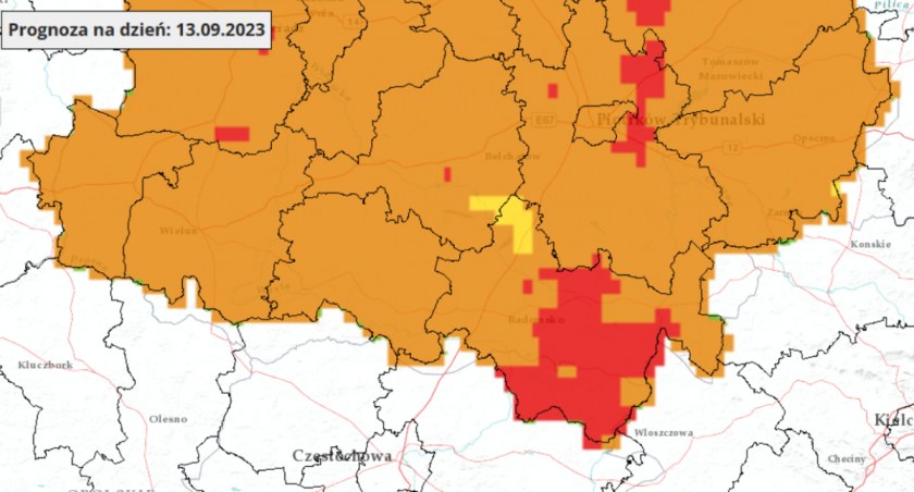 Na zdjęciu prognoza stężenia zanieczyszczenia ozonem, fot. Powietrze.gios.gov.pl