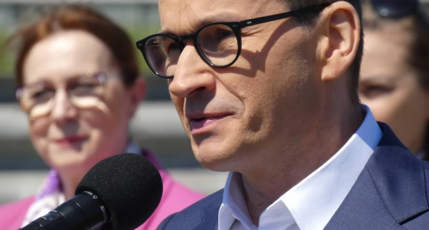 Na zdjęciu premier Mateusz Morawiecki podczas otwarcia autostrady A1 w Kamieńsku, maj 2023