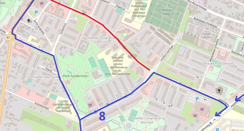 Na zdjęciu mapa kursów, fot. Strona MPK Radomsko