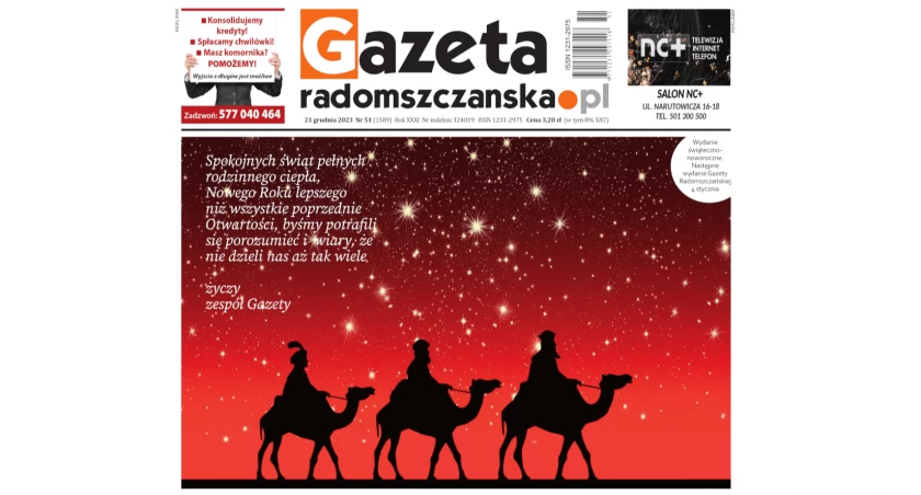 Na zdjęciu okładka najnowszego numeru Gazety Radomszczańskiej z 21 grudnia 023