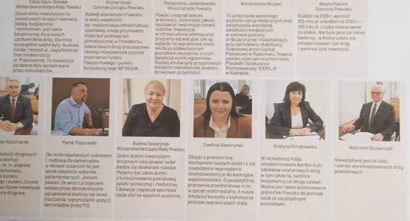 Na zdjęciu pierwsza wersja jednej ze stron samorządowej gazetki Powiatu Radomszczańskiego