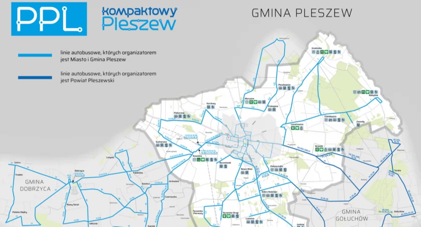 Na zdjęciu nowe trasy autobusowe w gminie Pleszew