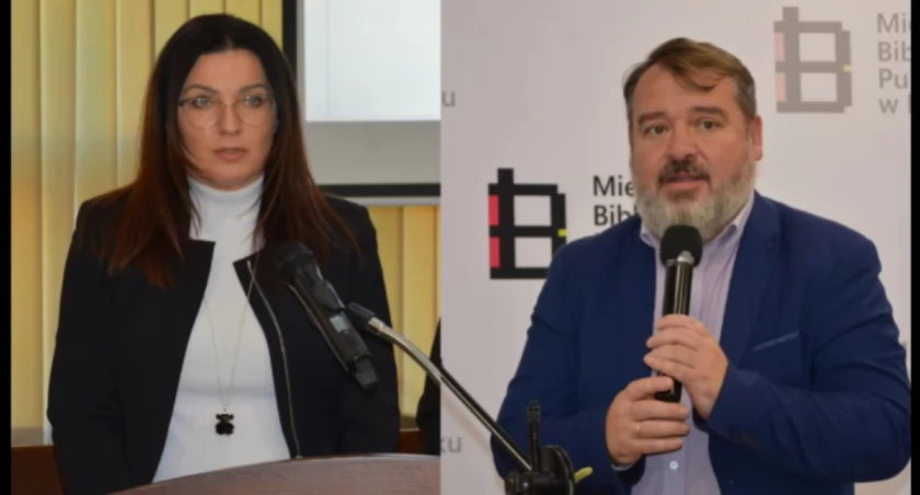 Na zdjęciu starosta Beata Pokora i sekretarz powiatu Tomasz Kornacki