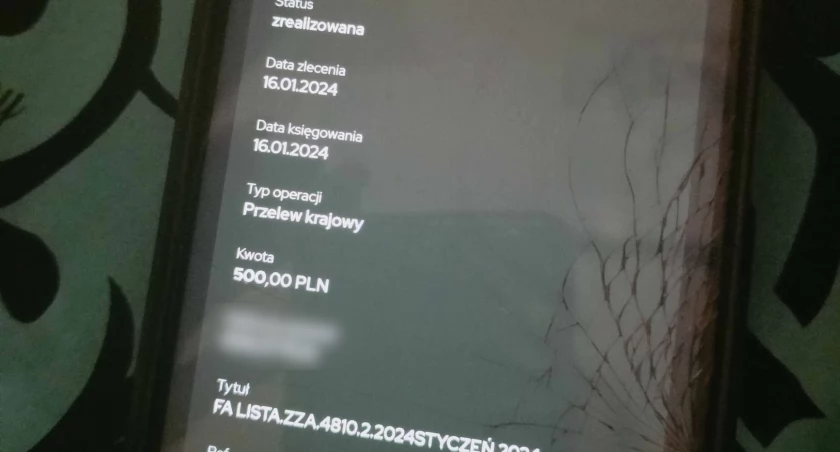 Na zdjęciu przelew, który otrzymała radomszczanka