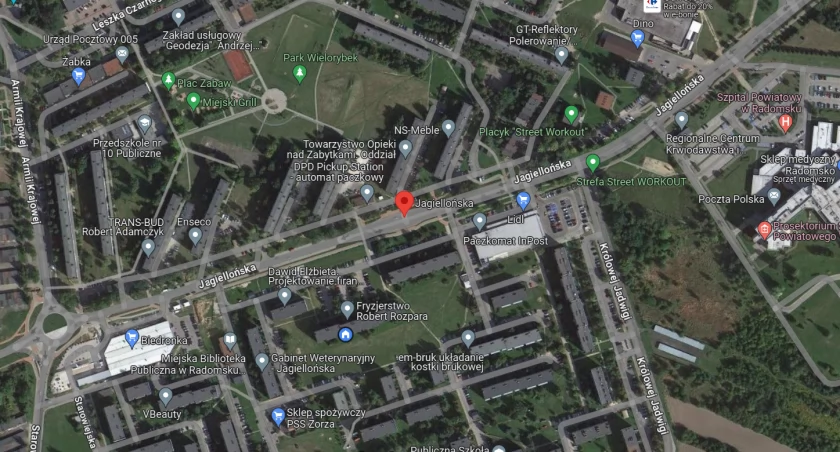 Na zdjęciu ulica Jagiellońska, zrzut ekranu Google Maps