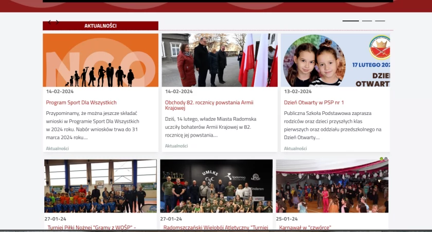 Na zdjęciu strona internetowa Urzędu Miasta (zrzut ekranu)
