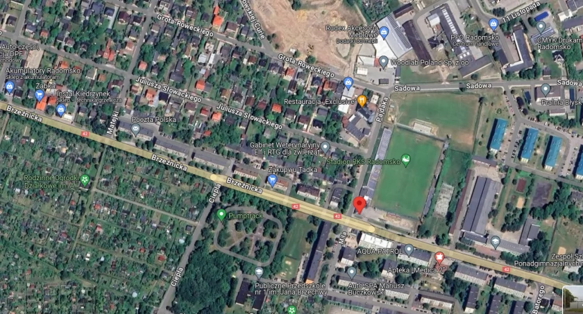 Na zdjęciu ulica Brzeźnicka, zrzut z Map Google