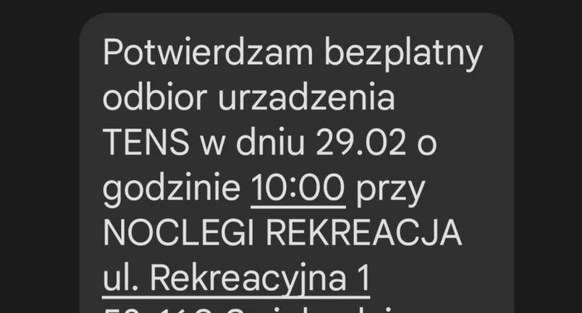 Na zdjęciu SMS, który jest wysyłany po rozmowie