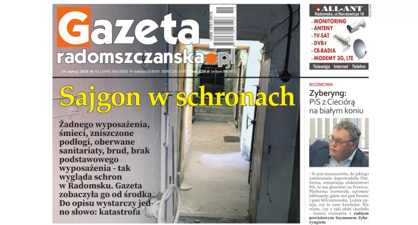 Na zdjęciu okładka najnowszego numeru Gazety Radomszczańskiej z 14 marca 2024