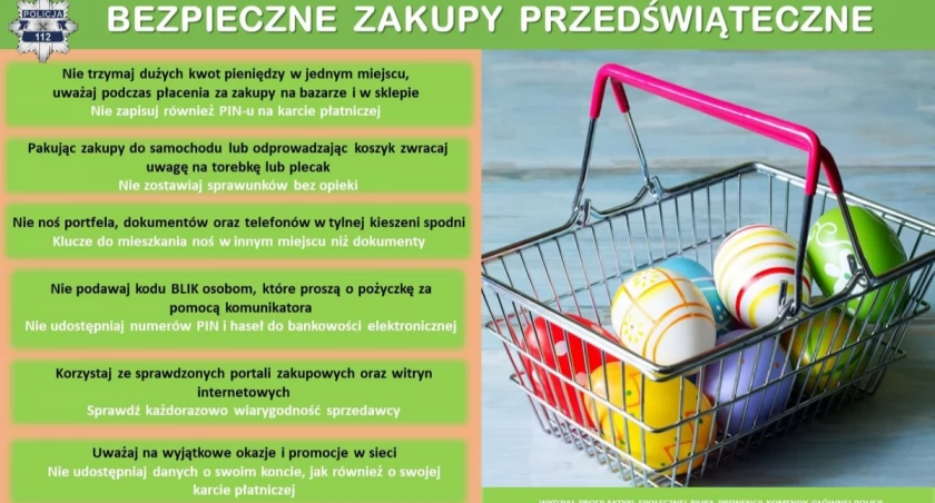 Na zdjęciu banner bezpiecznych zakupów, KPP w Radomsku
