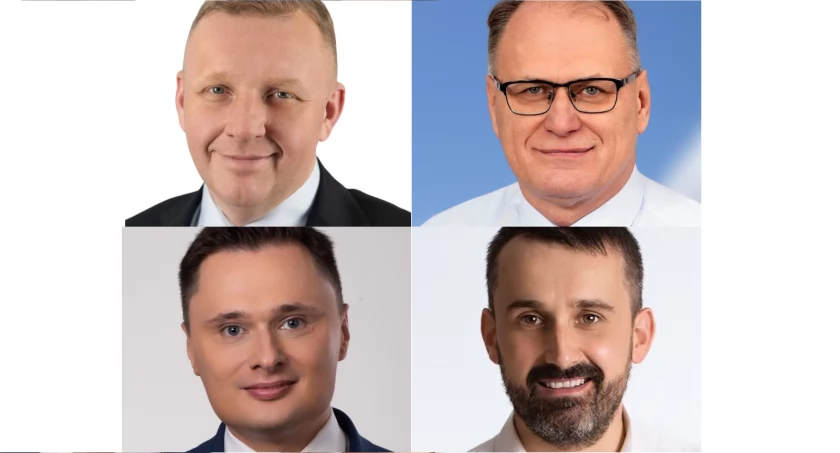 Na zdjęciu kandydaci na prezydenta Radomska: Łukasz Więcek, Jarosław Ferenc, Krzysztof Ciecióra, Radosław Rączkowski
