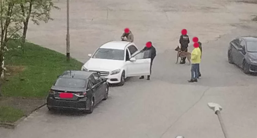 Na zdjęciu przeszukanie samochodu jednej z zatrzymanych osób, fot. nadesłane
