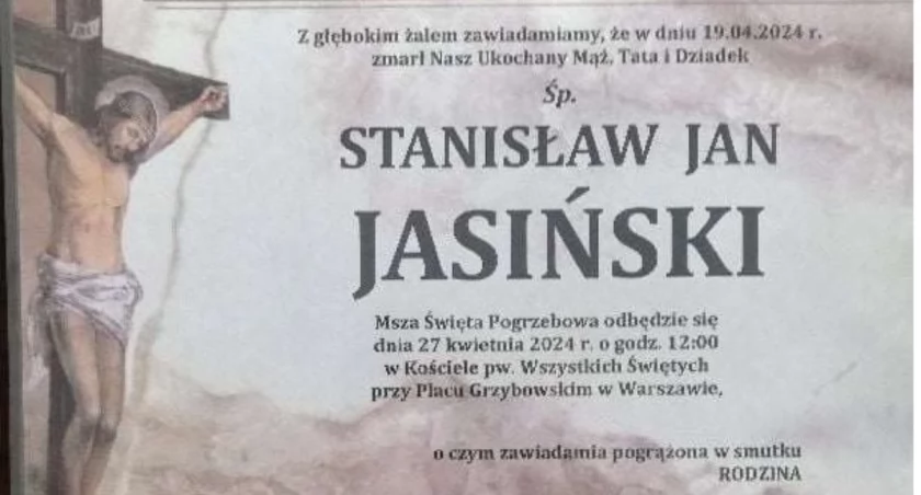 Na zdjęciu: Nekrolog byłego wójta
