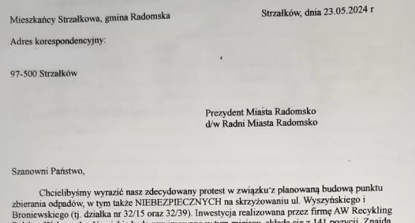 Na zdjęciu list mieszkańców
