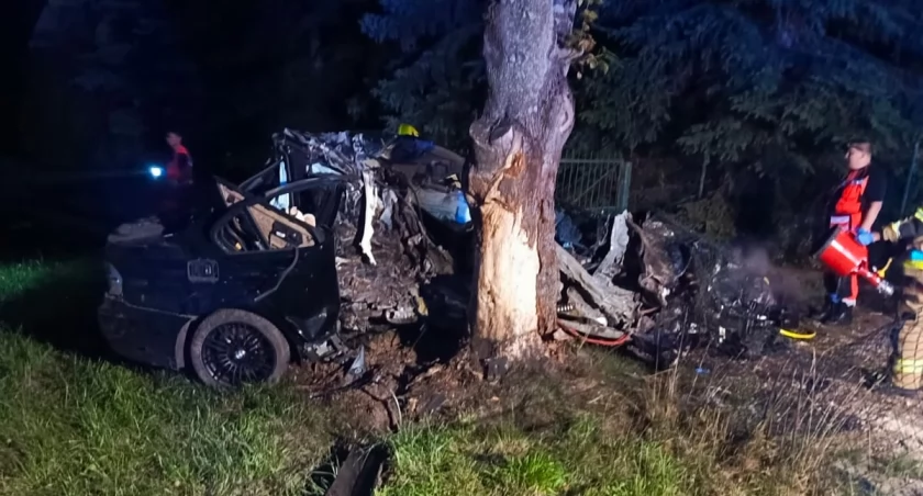Na zdjęciu: Rozbite BMW, fot. KPP Radomsko