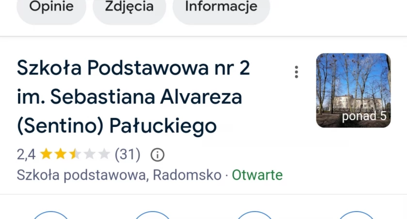 Na zdjęciu: Wizytówka Google PSP nr 2 w Radomsku, fot. zrzut ekranu