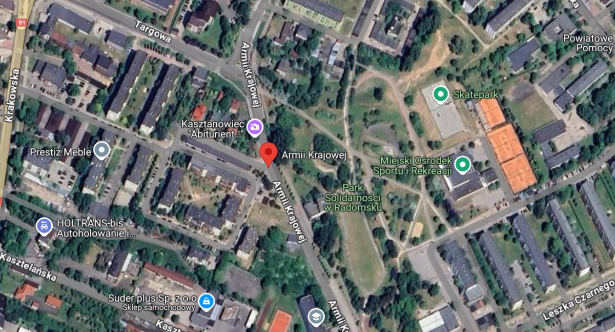 Na zdjęciu: Armii Krajowej, zrzut ekranu z Google Maps