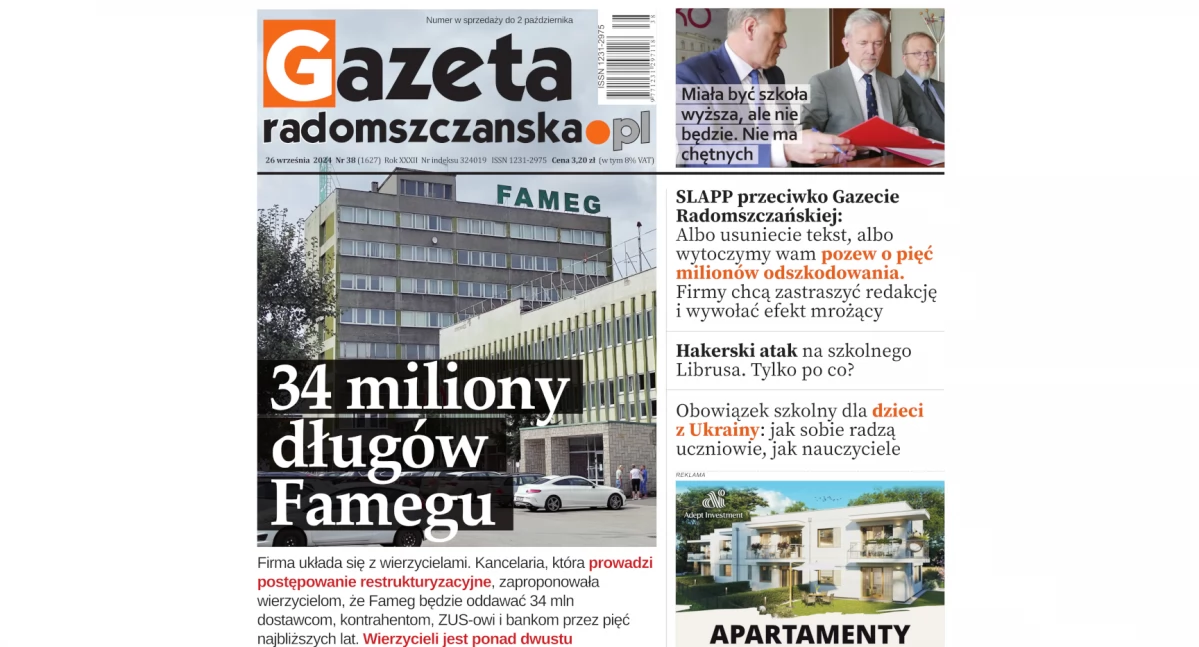 Na zdjęciu okładka najnowszego wydania Gazety Radomszczańskiej