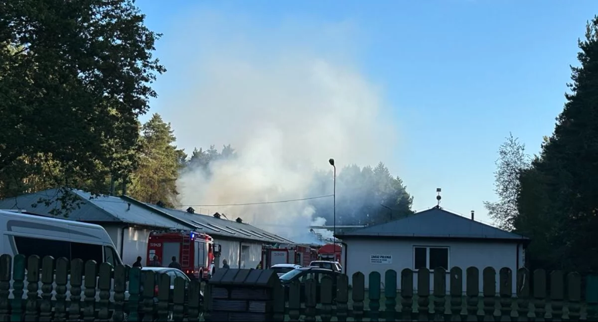 Na zdjęciu: Pożar zakładu stolarskiego
