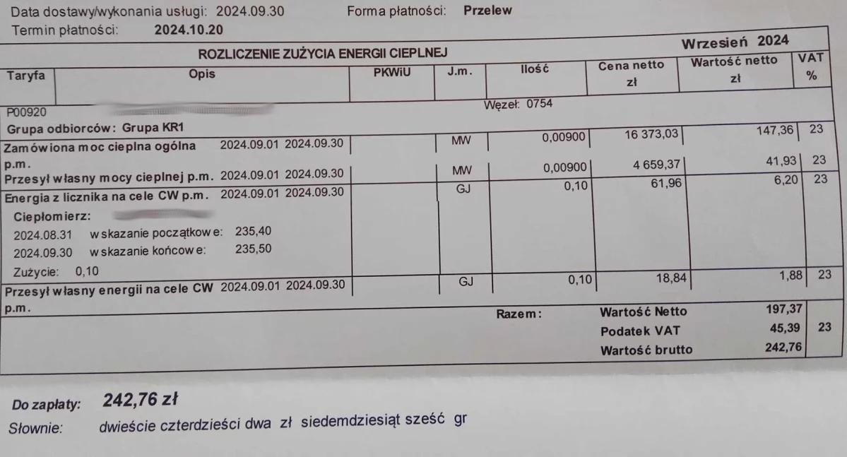 Na zdjęciu: Taki rachunek otrzymał nasz Czytelnik