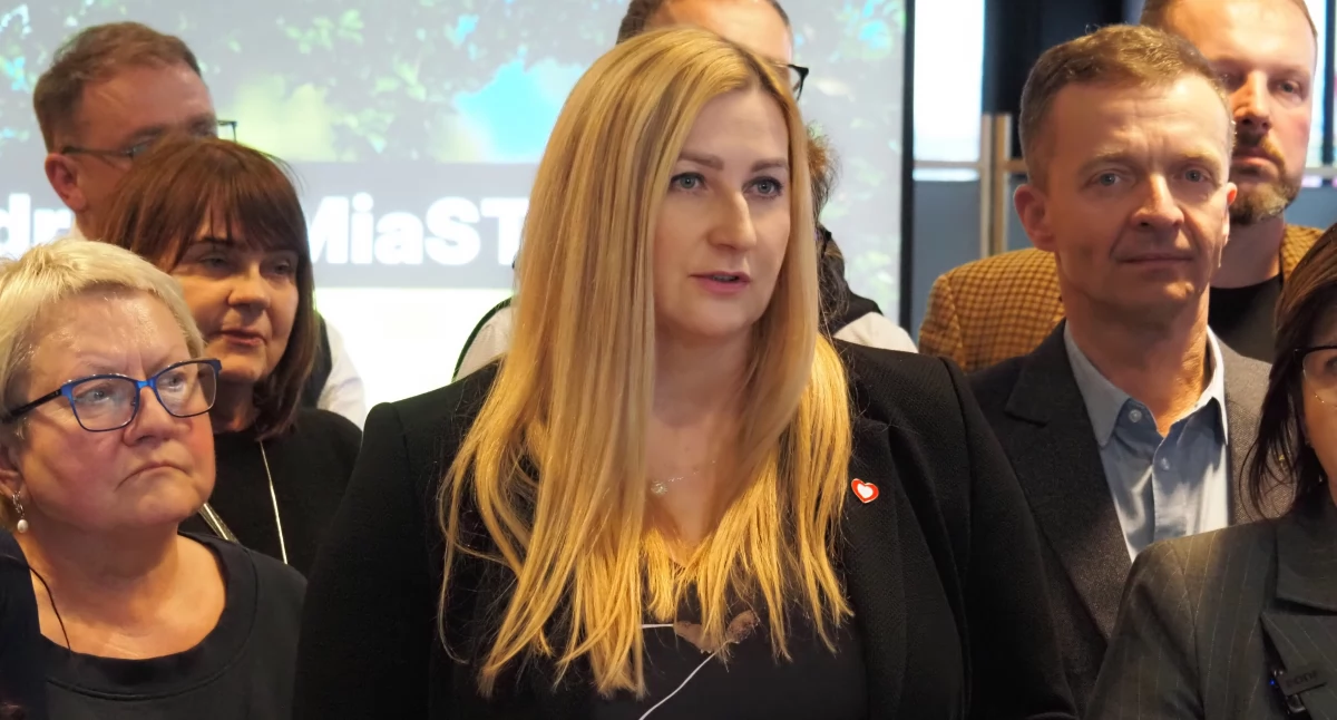 Na zdjęciu: Magdalena Spólnicka podczas jednego z briefingów w kampanii samorządowej, marzec 2024