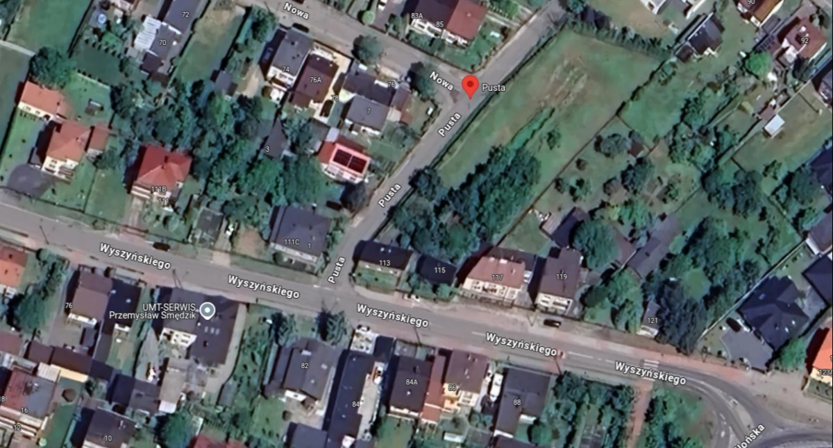 Na zdjęciu: Skrzyżowanie Prymasa Wyszyńskiego z Pustą, fot. zrzut ekranu/Google Maps