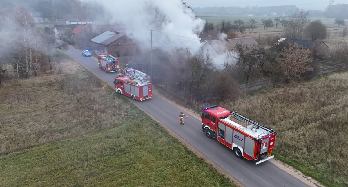Na zdjęciu: Pożar w Szpinalowie, fot. Facebook/OSP Kamieńsk