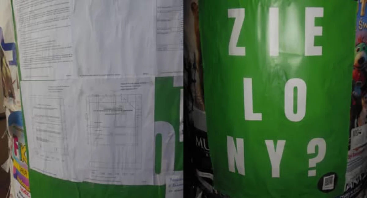 Na zdjęciu obwieszczenia o referendum i plakaty PGK