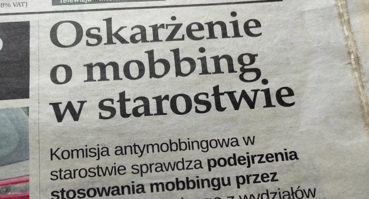 Na zdjęciu: To sygnalistka zgłosiła sprawę mobbingu, do którego doszło w Starostwie Powiatowym