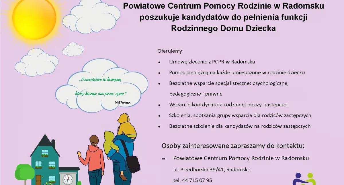 Na zdjęciu: Plakat promujący, fot. Facebook/Powiatowe Centrum Pomocy Rodzinie w Radomsku 