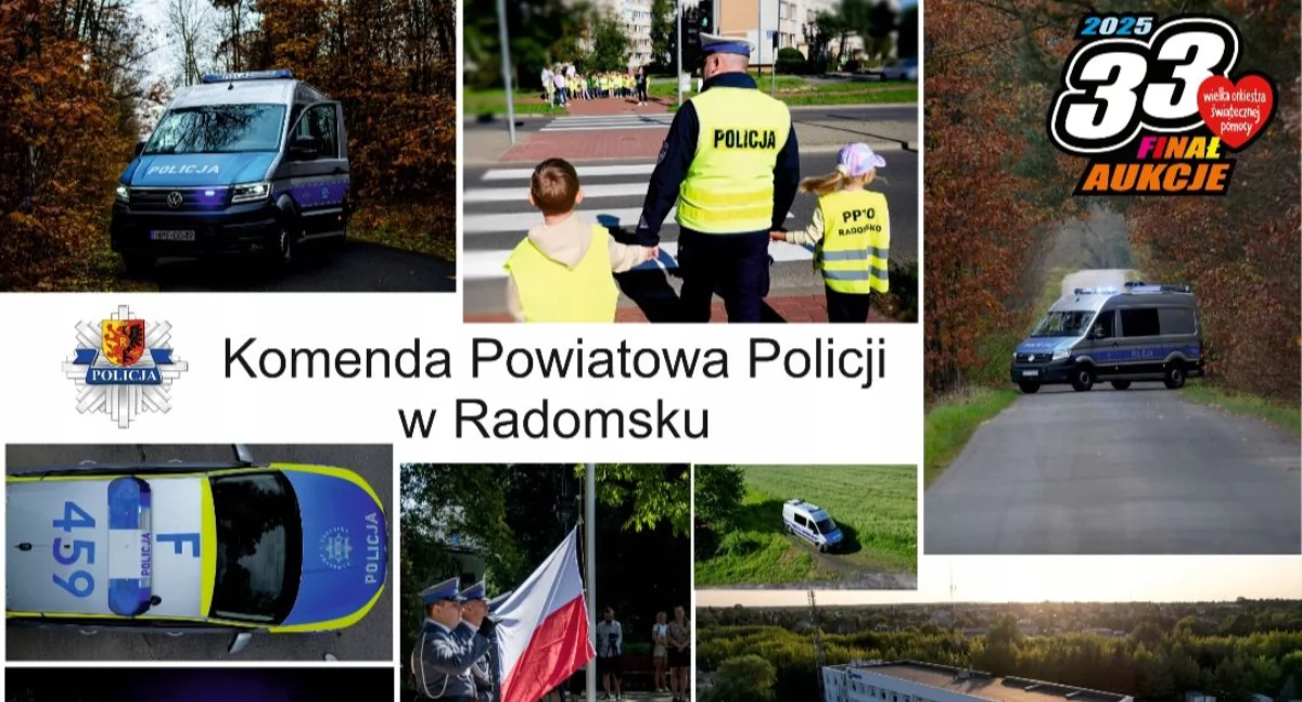 Na zdjęciu: Policjanci zachęcają do licytowania, fot. KPP Radomsko