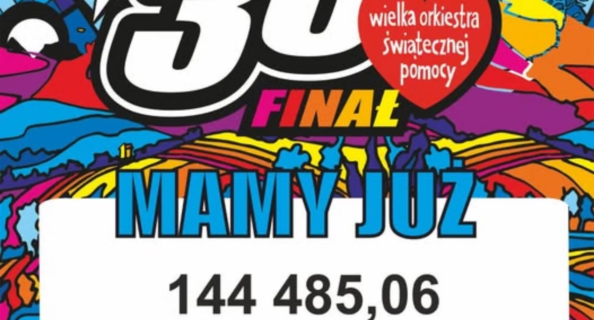 Na zdjęciu suma zebrana przez sztab Orkiestry w MDK na godz. 19