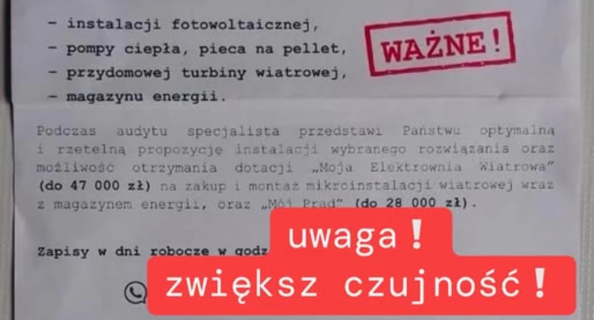 Na zdjęciu: Ulotka, która trafia do mieszkańców, fot. Facebook/UG Kobiele Wielkie