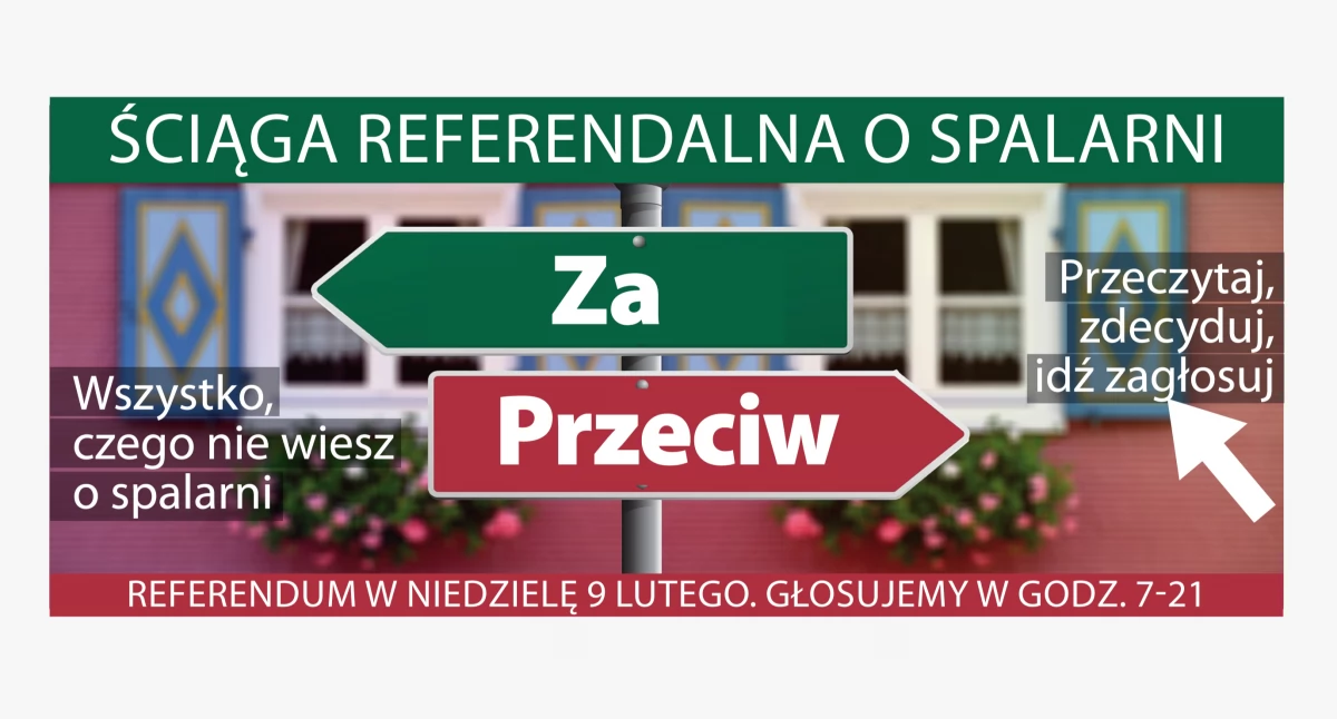 Na zdjęciu informacja o referendum w sprawie spalarni