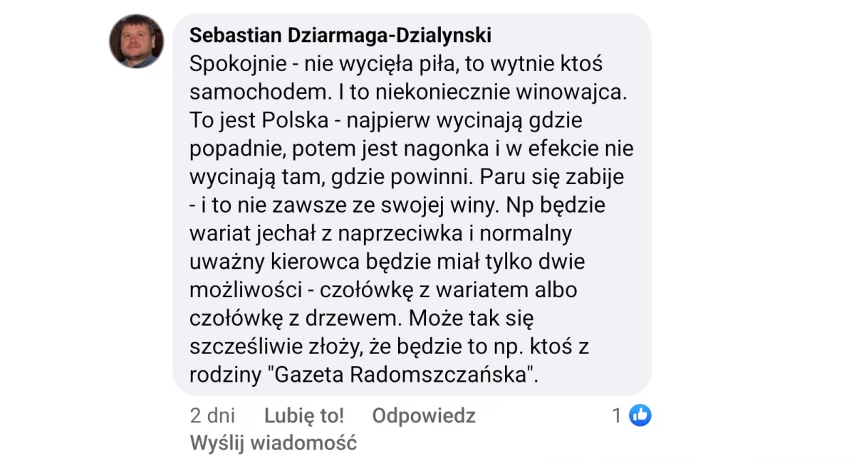 Na zdjęciu: Zrzut ekranu z komentarzem