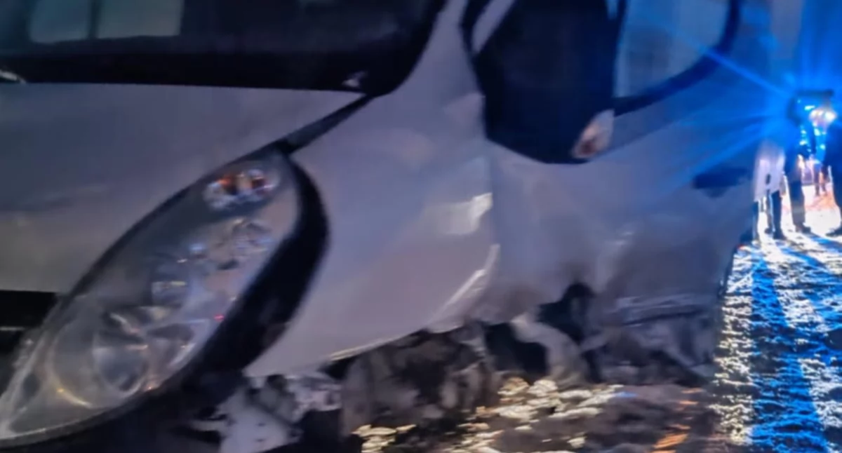 Na zdjęciu: Rozbity bus na A1, fot. Facebook/OSP Dobryszyce