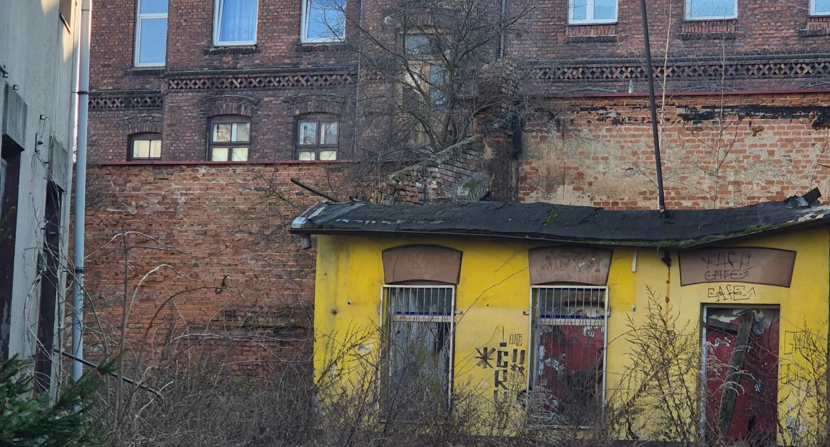 Na zdjęciu kamienica w centrum Radomska, od podwórka