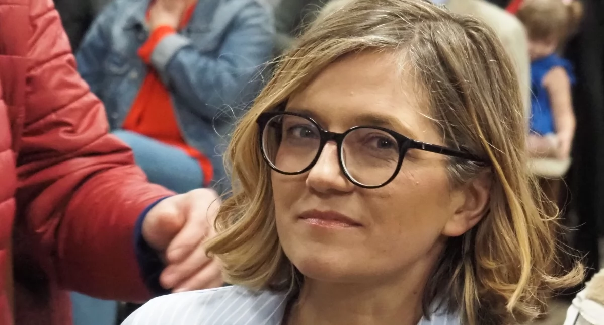 Na zdjęciu Magdalena Biejat, kandydatka Nowej Lewicy na prezydenta RP na spotkaniu w Chełmie w gminie Masłowice