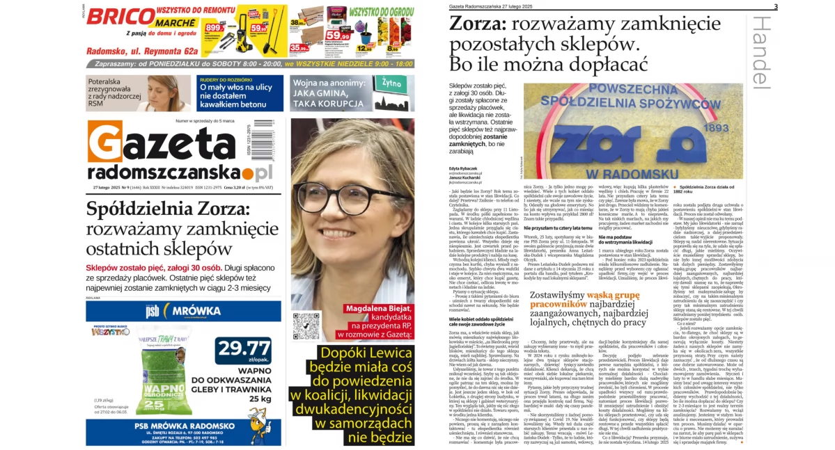 Na zdjęciu okładka najnowszego wydania Gazety i strona 3