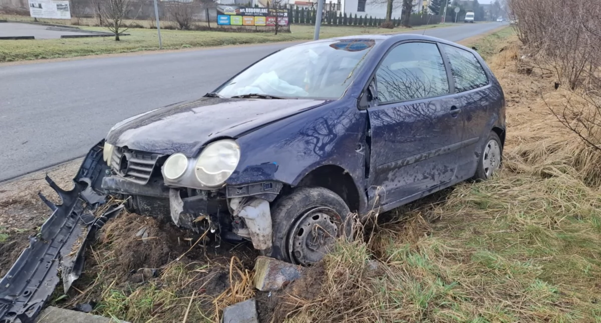 Na zdjęciu: Na szczęście nie uderzył w inne auto ani pieszego