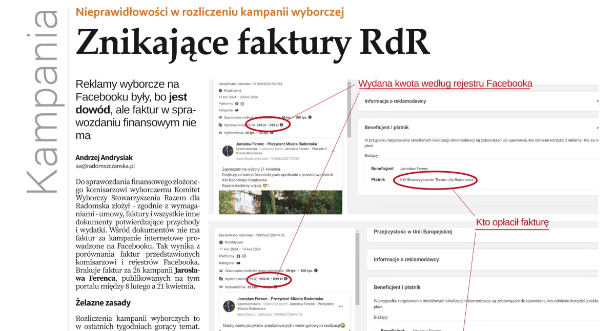 Na zdjęciu: Tekst o nieprawidłowościach w rozliczeniu kampanii komitetu RdR opublikowaliśmy 12 września 2024