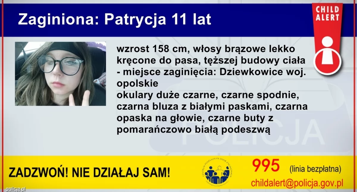 Zaginieni i Poszukiwani, Zaginęła letnia Patrycja Była odwiedzinach dziadków wróciła Ostatni była widziana południe - zdjęcie, fotografia