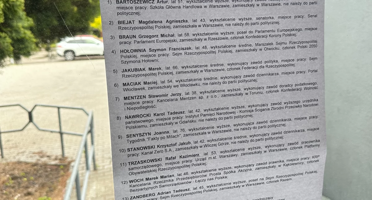 Na zdjęciu: lista kandydatów ubiegających się o fotel Prezydenta RP w 2025 roku